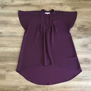 RO & DE Oversize Size XS Blouse Tunic Mandarin Neck Eggplant Purple Long…